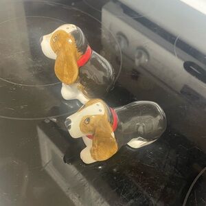 Ceramic Dog Salt and Pepper Shakers - Black and Brown